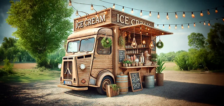 Camión de helados de concepto rústico