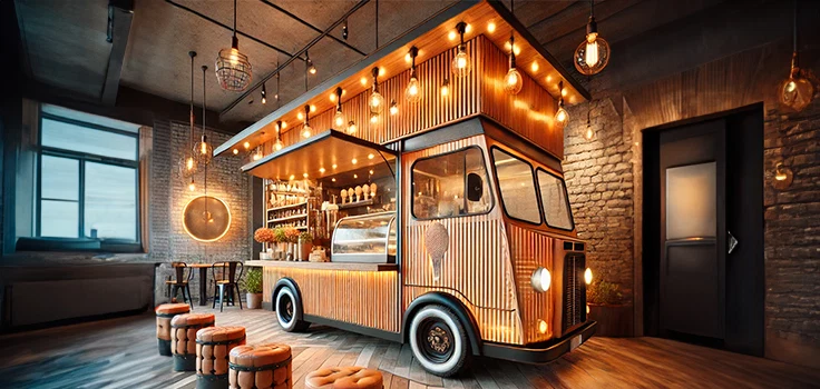 Negocio de helados móvil de concepto industrial