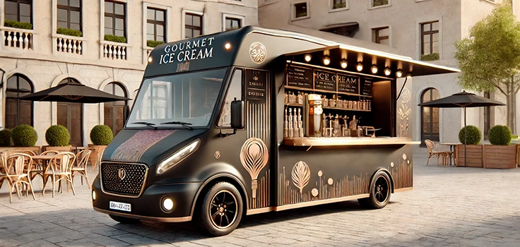 Foodtruck de helados gourmet en una plaza